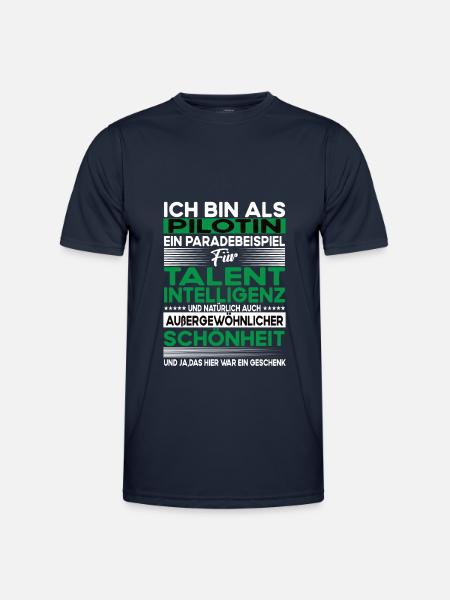 Pilotin Bescheiden - Lustiger Spruch - Männer Funktions-T-Shirt - Navy