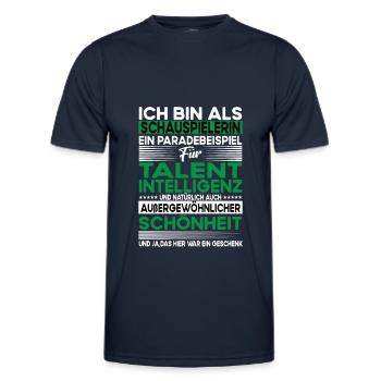 Schauspielerin Bescheiden - Lustiger Spruch - Männer Funktions-T-Shirt - Navy - Vorne - AI Model Male 178 dark (178cm)