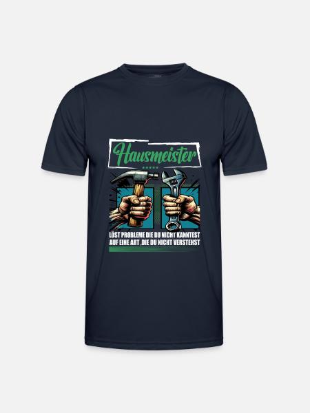 Hausmeister Beruf mit lustigen Spruch - Männer Funktions-T-Shirt - Navy