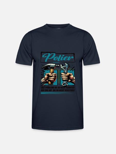 Polier Beruf mit lustigen Spruch - Männer Funktions-T-Shirt - Navy