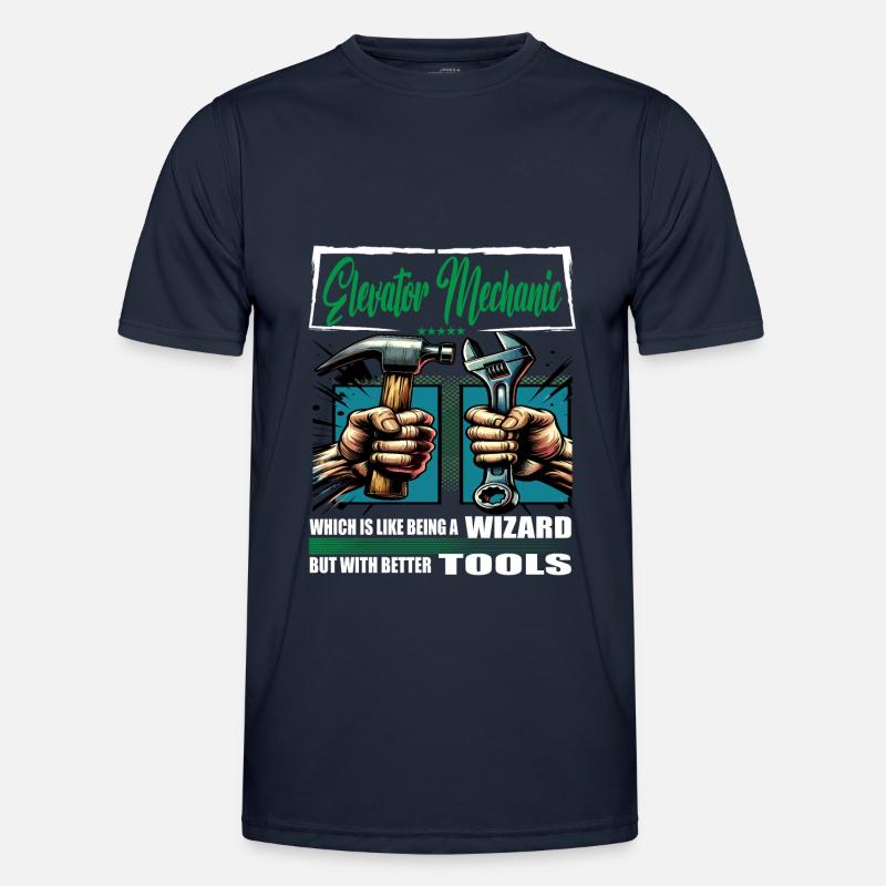 Elevator mechanic profession saying worker - Men's Functional T-Shirt - navy