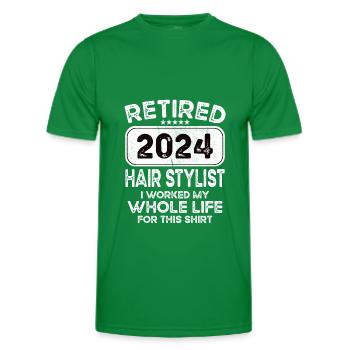 Retired Hair stylist 2024 - Men's Functional T-Shirt - kelly green - Front - AI Model Male 178 dark (178cm)