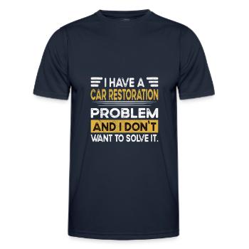 Car restoration is my hobby - Men's Functional T-Shirt - navy - Front - AI Model Male 178 dark (178cm)