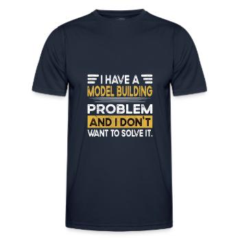Model building is my hobby - Men's Functional T-Shirt - navy - Front - AI Model Male 178 dark (178cm)