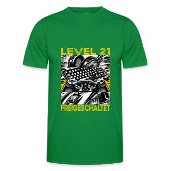 Geburtstag Level 21 freigeschaltet Gaming & Zocker - Männer Funktions-T-Shirt - Kelly Green - Vorne - AI Model Male 178 dark (178cm)