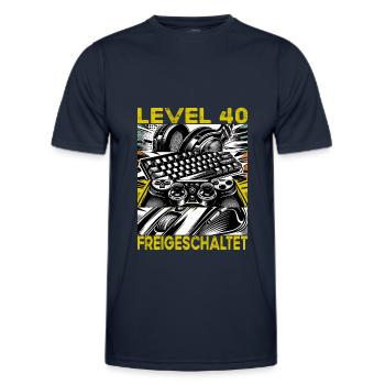 Geburtstag Level 40 freigeschaltet Gaming & Zocker - Männer Funktions-T-Shirt - Navy - Vorne - AI Model Male 178 dark (178cm)