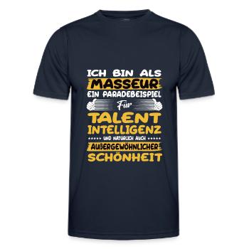 Le masseur, un excellent exemple de talent - T-shirt sport Homme - bleu marine - Devant - AI Model Male 178 dark (178cm)