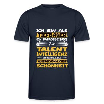 tiefbauer is a prime example of talent - Men's Functional T-Shirt - navy - Front - AI Model Male 178 dark (178cm)
