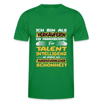 La vendeuse, un excellent exemple de talent - T-shirt sport Homme - vert - Devant - AI Model Male 178 dark (178cm)