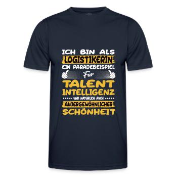 logistician a prime example of talent - Men's Functional T-Shirt - navy - Front - AI Model Male 178 dark (178cm)