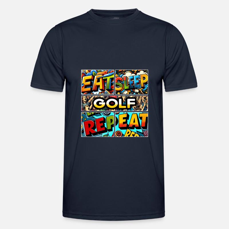 Eat sleep Golf repeat - Men's Functional T-Shirt - navy