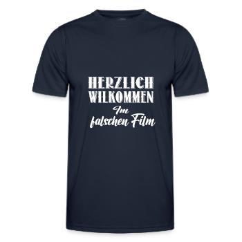 Herzlich Wilkommen im falschen Film - Männer Funktions-T-Shirt - Navy - Vorne - AI Model Male 178 dark (178cm)