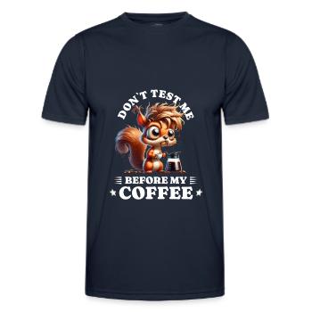 morning grouch coffee anti early riser squirrel - Men's Functional T-Shirt - navy - Front - AI Model Male 178 dark (178cm)