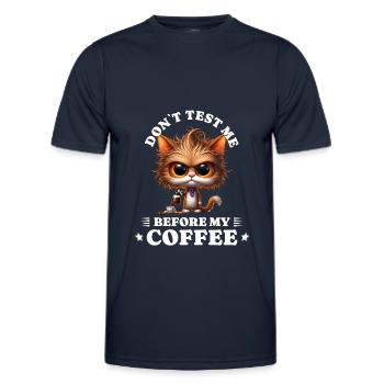 Morning grouch coffee anti early riser cat - Men's Functional T-Shirt - navy - Front - AI Model Male 178 dark (178cm)