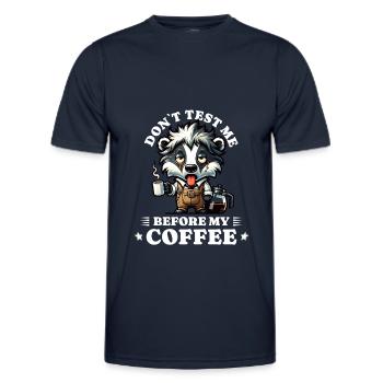 morning grouch coffee anti early riser racoon - Men's Functional T-Shirt - navy - Front - AI Model Male 178 dark (178cm)