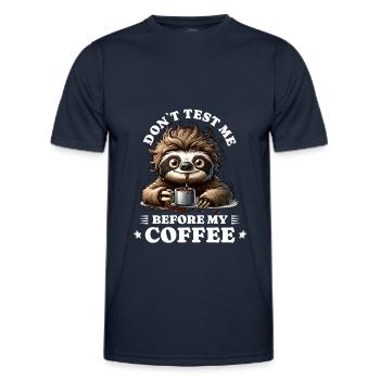 Morning grouch coffee anti early riser sloth - Men's Functional T-Shirt - navy - Front - AI Model Male 178 dark (178cm)
