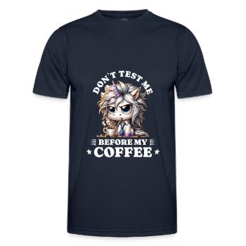 Morning grouch coffee anti early riser unicorn - Men's Functional T-Shirt - navy - Front - AI Model Male 178 dark (178cm)
