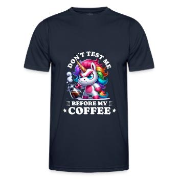 Morning grouch coffee anti early riser unicorn - Men's Functional T-Shirt - navy - Front - AI Model Male 178 dark (178cm)