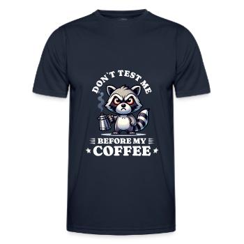 morning grouch coffee anti early riser racoon - Men's Functional T-Shirt - navy - Front - AI Model Male 178 dark (178cm)