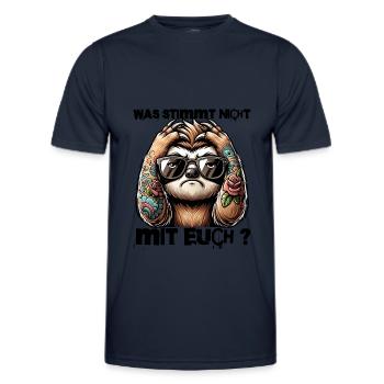 I hate people - What's wrong with you - Men's Functional T-Shirt - navy - Front - AI Model Male 178 dark (178cm)