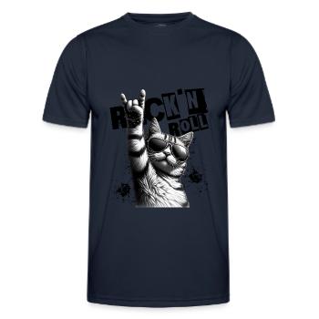 Festival de musique Rock Cat Rock n Roll - T-shirt sport Homme - bleu marine - Devant - AI Model Male 178 dark (178cm)