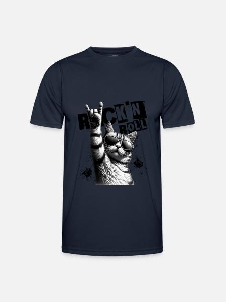 Music Festival Rock Cat Rock n Roll - Men's Functional T-Shirt - navy