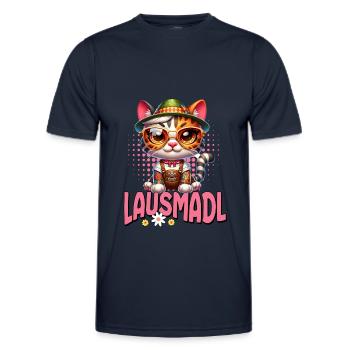 Tracht Damen Outfit Dirndl Ersatz Lausmadl - Men's Functional T-Shirt - navy - Front - AI Model Male 178 dark (178cm)