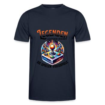 Legenden altern nicht sie gehen Videospiele - Männer Funktions-T-Shirt - Navy - Vorne - AI Model Male 178 dark (178cm)