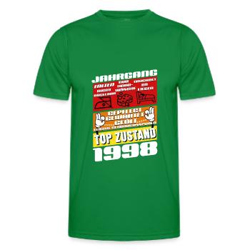 27 ans Millésime 1998 Anniversaire - T-shirt sport Homme - vert - Devant - AI Model Male 178 dark (178cm)