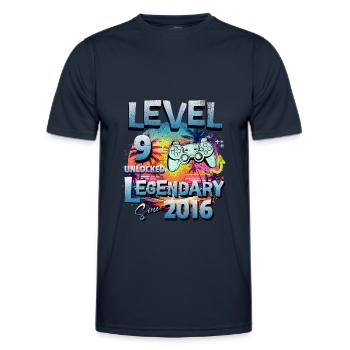 Level 9 Unlocked since 2016 Birthday - Men's Functional T-Shirt - navy - Front - AI Model Male 178 dark (178cm)