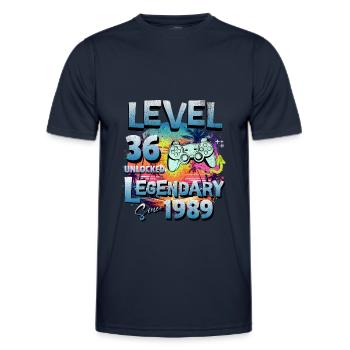 Level 36 Unlocked since 1982 Birthday - Men's Functional T-Shirt - navy - Front - AI Model Male 178 dark (178cm)