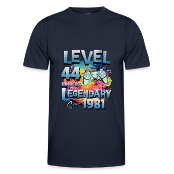 Level 44 Unlocked since 1982 Birthday - Men's Functional T-Shirt - navy - Front - AI Model Male 178 dark (178cm)
