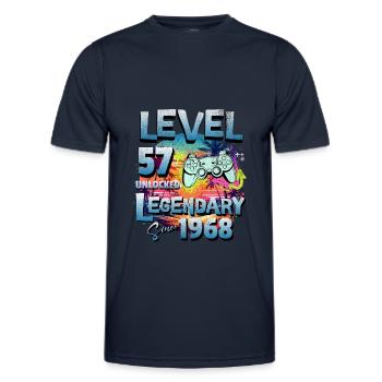 Level 57 Unlocked since 1982 Birthday - Men's Functional T-Shirt - navy - Front - AI Model Male 178 dark (178cm)