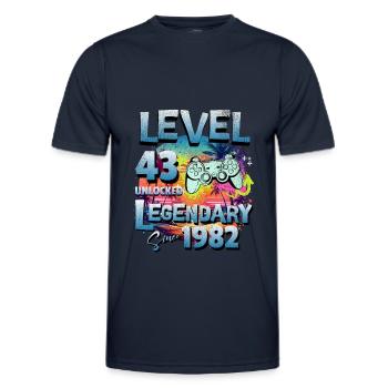 Level 43 Unlocked since 1982 Birthday - Men's Functional T-Shirt - navy - Front - AI Model Male 178 dark (178cm)