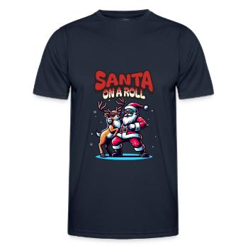 Le Père Noël danse à Noël drôle - T-shirt sport Homme - bleu marine - Devant - AI Model Male 178 dark (178cm)