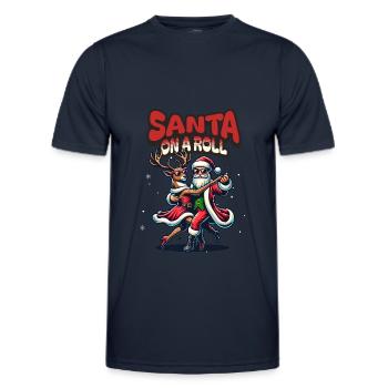 Le Père Noël danse à Noël drôle - T-shirt sport Homme - bleu marine - Devant - AI Model Male 178 dark (178cm)