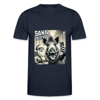 Chats Selfie Père Noël - T-shirt sport Homme - bleu marine - Devant - AI Model Male 178 dark (178cm)