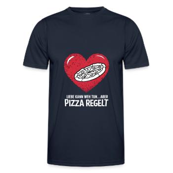 Love Hurts Breakup Valentine's Day Pizza Regulates - Men's Functional T-Shirt - navy - Front - AI Model Male 178 dark (178cm)