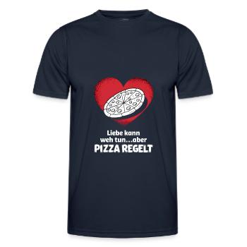 Love Hurts Breakup Valentine's Day Pizza Regulates - Men's Functional T-Shirt - navy - Front - AI Model Male 178 dark (178cm)