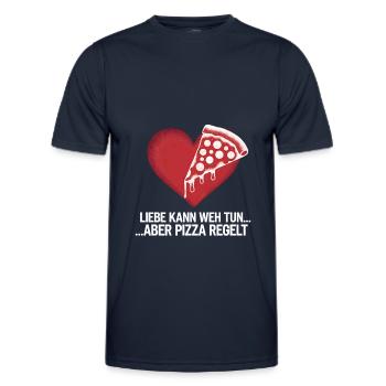 Love Hurts Breakup Valentine's Day Pizza Regulates - Men's Functional T-Shirt - navy - Front - AI Model Male 178 dark (178cm)