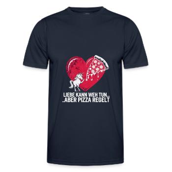 Love Hurts Breakup Valentine's Day Pizza Regulates - Men's Functional T-Shirt - navy - Front - AI Model Male 178 dark (178cm)