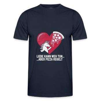 Love Hurts Breakup Valentine's Day Pizza Regulates - Men's Functional T-Shirt - navy - Front - AI Model Male 178 dark (178cm)