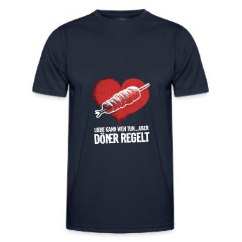 Love Hurts Breakup Valentine's Day Pizza Regulates - Men's Functional T-Shirt - navy - Front - AI Model Male 178 dark (178cm)