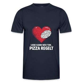 Love Hurts Breakup Valentine's Day Pizza Regulates - Men's Functional T-Shirt - navy - Front - AI Model Male 178 dark (178cm)
