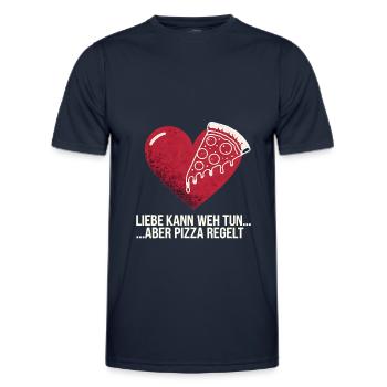 Love Hurts Breakup Valentine's Day Pizza Regulates - Men's Functional T-Shirt - navy - Front - AI Model Male 178 dark (178cm)