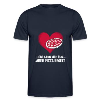 Love Hurts Breakup Valentine's Day Pizza Regulates - Men's Functional T-Shirt - navy - Front - AI Model Male 178 dark (178cm)