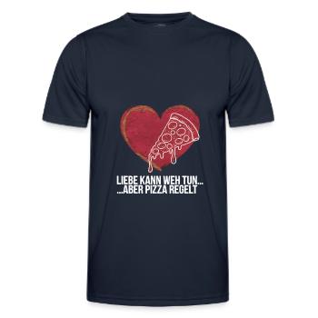 Love Hurts Breakup Valentine's Day Pizza Regulates - Men's Functional T-Shirt - navy - Front - AI Model Male 178 dark (178cm)