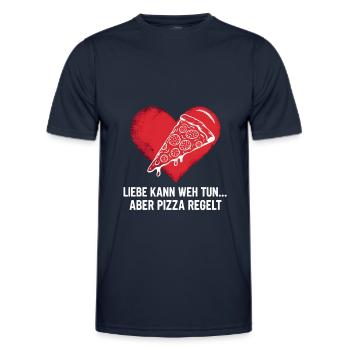 Love Hurts Breakup Valentine's Day Pizza Regulates - Men's Functional T-Shirt - navy - Front - AI Model Male 178 dark (178cm)