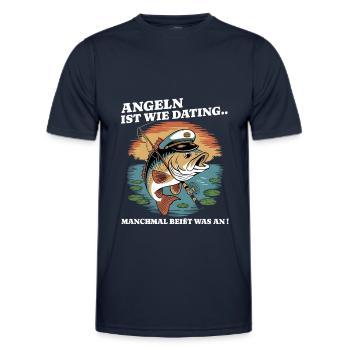 Angeln ist wie Dating - Lustiges Fischer Angler - Männer Funktions-T-Shirt - Navy - Vorne - AI Model Male 178 dark (178cm)