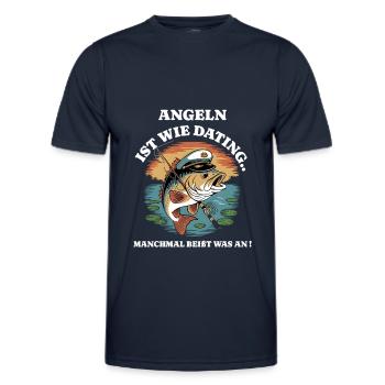 Angeln ist wie Dating - Lustiges Fischer Angler - Männer Funktions-T-Shirt - Navy - Vorne - AI Model Male 178 dark (178cm)